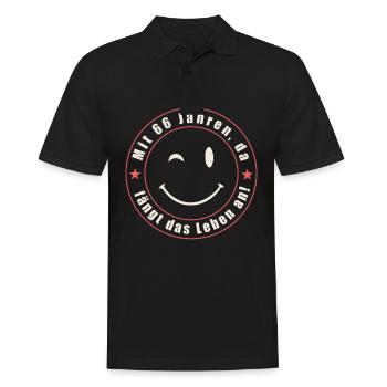 Life starts with 66 Years of Age - Men's Polo Shirt - black - Front - Kai (181cm)