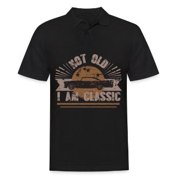 Voiture ancienne, voiture classique dans un style vintage - Polo Homme - noir - Devant - Kai (181cm)