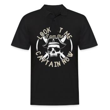 Ich bin jetzt der Captain - Männer Poloshirt - Schwarz - Vorne - Kai (181cm)