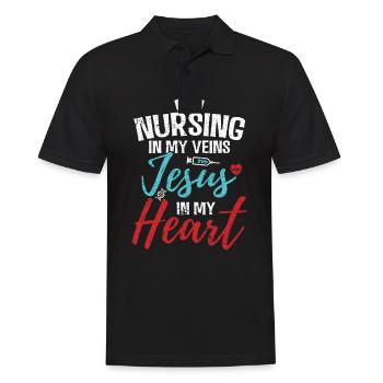 Christliche Krankenschwester - Männer Poloshirt - Schwarz - Vorne - Kai (181cm)