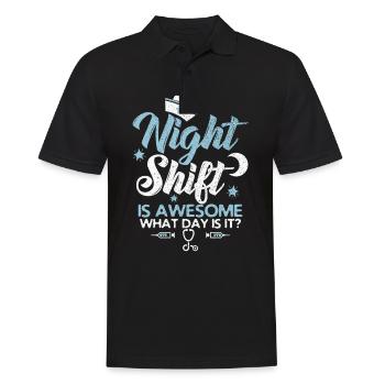 Night shift is fantastic! - Men's Polo Shirt - black - Front - Kai (181cm)