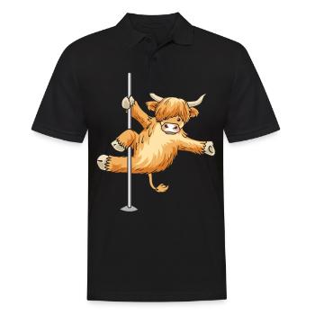 Vache Scottish Highland Cattle Highland Pole Dance - Polo Homme - noir - Devant - Kai (181cm)