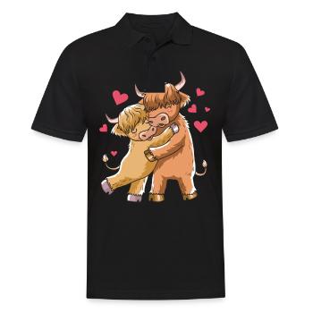 Schottisches Hochlandrind Highland Kuh Geschenk - Männer Poloshirt - Schwarz - Vorne - Kai (181cm)