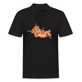 Cow Scottish highland cattle highland chilling - Men's Polo Shirt - black - Front - Kai (181cm)