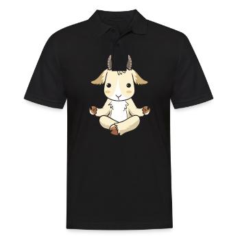 Yoga Ziege Ziegen Ziegenbock Goat Geschenk - Männer Poloshirt - Schwarz - Vorne - Kai (181cm)