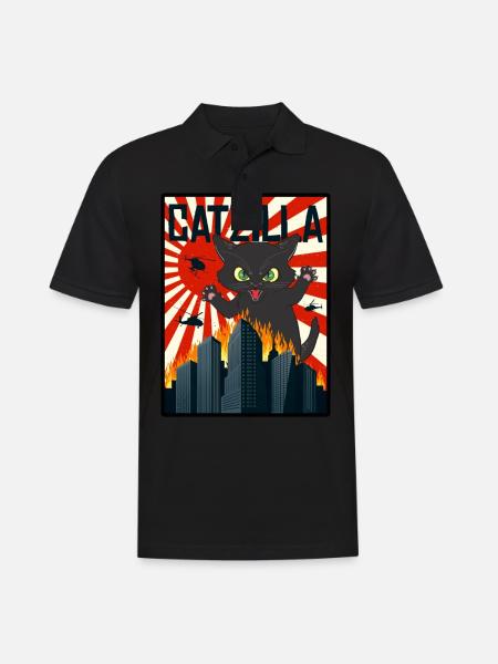 Catzilla I chat chats chat noir chatons - Polo Homme - noir
