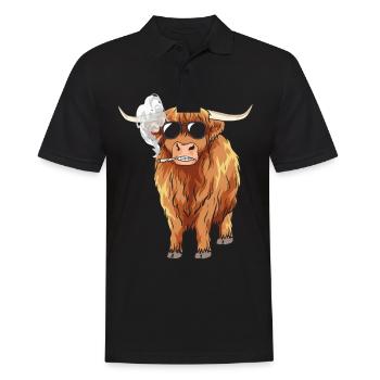 Hochlandrind Highland Kuh Stay High Weed Cannabis - Men's Polo Shirt - black - Front - Kai (181cm)