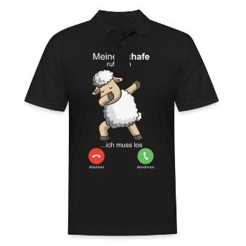 Schafe rufen an Landwirt Schäfer Schaf Bauer - Männer Poloshirt - Schwarz - Vorne - Kai (181cm)