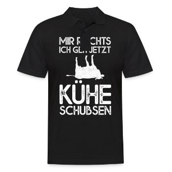 Kühe Schubsen Rind Cow Kuh Landwirt Bauern Cattle - Männer Poloshirt - Schwarz - Vorne - Kai (181cm)