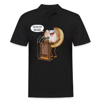 Krapfen Berliner Pfannkuchen Kreppel Kräppel - Männer Poloshirt - Schwarz - Vorne - Kai (181cm)