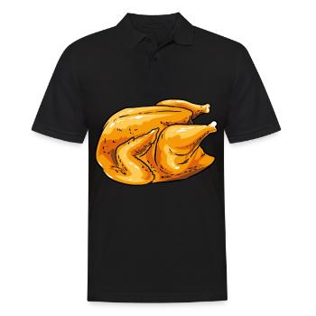 BBQ Broiler Brathhähnchen Grillhähnchen Hendl Huhn - Männer Poloshirt - Schwarz - Vorne - Kai (181cm)