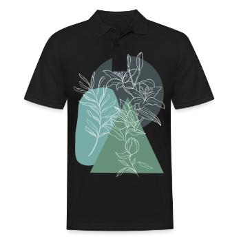 Fleur, Lineart, Plant, Nature, Géométrie, Vintage - Polo Homme - noir - Devant - Kai (181cm)