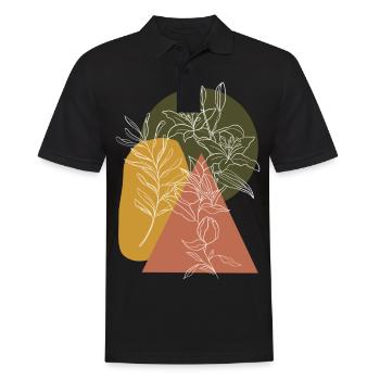 Fleur, Lineart, Plant, Nature, Géométrie, Vintage - Polo Homme - noir - Devant - Kai (181cm)