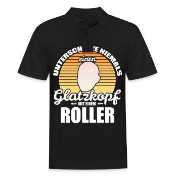 Roller Glatze - Männer Poloshirt - Schwarz - Vorne - Kai (181cm)