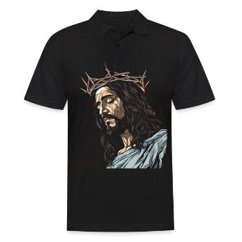 ERLÖSER JESUS DORNENKRONE - Männer Poloshirt - Schwarz - Vorne - Kai (181cm)