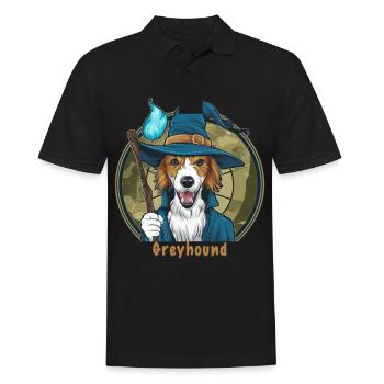 Magischer Windhund im Zauberer Outfit für Zauberer - Männer Poloshirt - Schwarz - Vorne - Kai (181cm)
