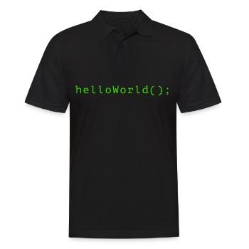 HelloWorld Programm Code Coding Informatik - Männer Poloshirt - Schwarz - Vorne - Kai (181cm)