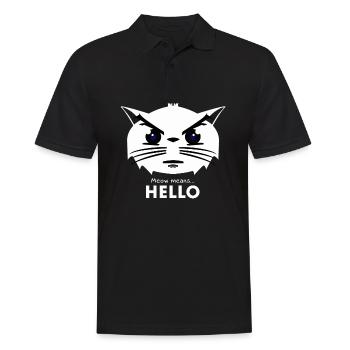 Cat wants attention - MEOW MEANS HELLO - Men's Polo Shirt - black - Front - Kai (181cm)