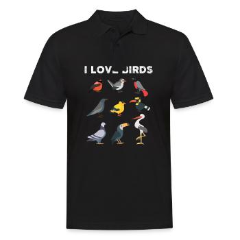 I Love Birds Ornithologist - Men's Polo Shirt - black - Front - Kai (181cm)