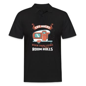 Life Rocks When Your Living Room Rolls Camping - Männer Poloshirt - Schwarz - Vorne - Kai (181cm)