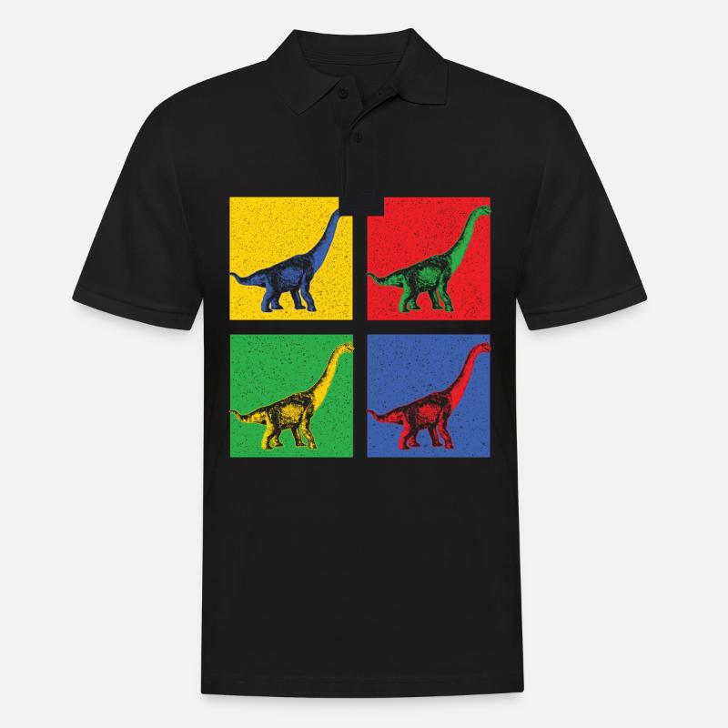 DINO KUNST - Männer Poloshirt - Schwarz
