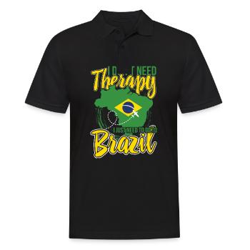 Ich Brauche Keine Therapie, Nur Brasilien - Männer Poloshirt - Schwarz - Vorne - Kai (181cm)