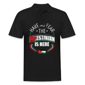 N’aie pas peur, Le Palestinien Est ici - Polo Homme - noir - Devant - Kai (181cm)