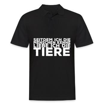 Seitdem Ich Die Menschen Kenne Liebe Ich Die Tiere - Männer Poloshirt - Schwarz - Vorne - Kai (181cm)