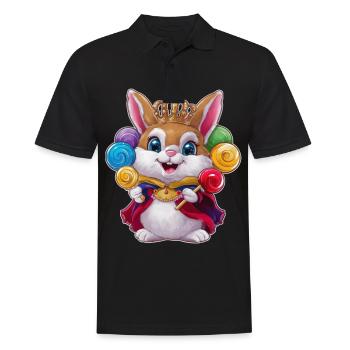 Lapin kawaii avec couronne et sucettes - Polo Homme - noir - Devant - Kai (181cm)