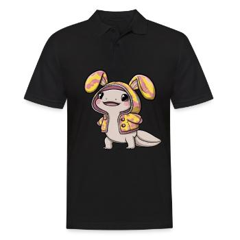Colorful Axolotl with Bunnies Outfit - Men's Polo Shirt - black - Front - Kai (181cm)