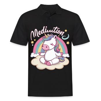 Kawaii Meditation Einhorn meditiert - Männer Poloshirt - Schwarz - Vorne - Kai (181cm)