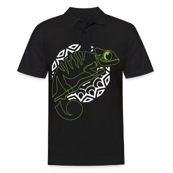 Leguan Leguane Echse Reptil Reptilien Iguana - Männer Poloshirt - Schwarz - Vorne - Kai (181cm)