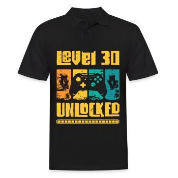 30. Geburtstag Retro Mann Level 30 Freigeschaltet - Männer Poloshirt - Schwarz - Vorne - Kai (181cm)