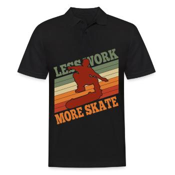 Skater Less Work More Skate - Vintage Skateboarder - Men's Polo Shirt - black - Front - Kai (181cm)
