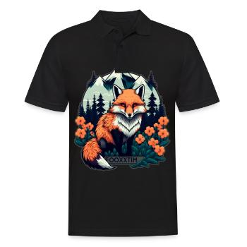 Fuchs Japan Kirschblüte Blume Japanisch Retro - Männer Poloshirt - Schwarz - Vorne - Kai (181cm)