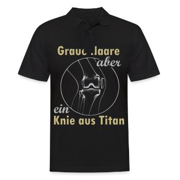 Knie aus Titan - Männer Poloshirt - Schwarz - Vorne - Kai (181cm)