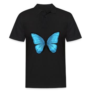 Schmetterling Butterfly Tier Blau - Männer Poloshirt - Schwarz - Vorne - Kai (181cm)