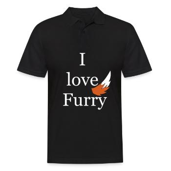 Ich liebe Furry I Love Furry Werwolf Fuchs Schwanz - Männer Poloshirt - Schwarz - Vorne - Kai (181cm)