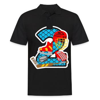 Eishockey 2. Geburtstagsparty Nummer 2 - 2 Jahre - Männer Poloshirt - Schwarz - Vorne - Kai (181cm)