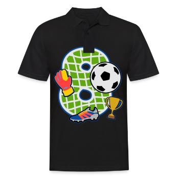 Fußball 8. Geburtstagsparty Nummer 8 - 8 Jahre - Männer Poloshirt - Schwarz - Vorne - Kai (181cm)
