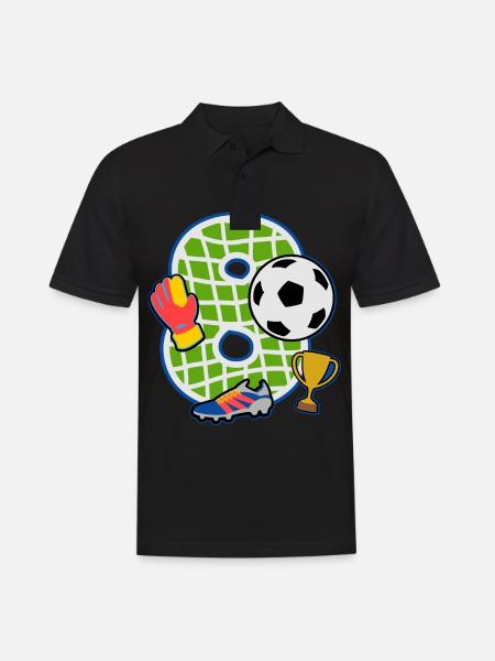 Fußball 8. Geburtstagsparty Nummer 8 - 8 Jahre - Männer Poloshirt - Schwarz