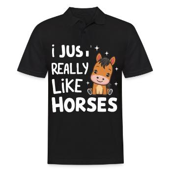 Pferd Pferde Reiten Pferdereiten Sprungreiten - Männer Poloshirt - Schwarz - Vorne - Kai (181cm)