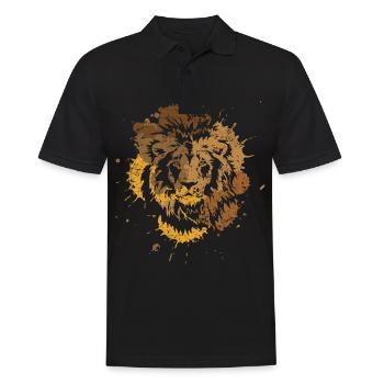 Löwe Raubkatze - Männer Poloshirt - Schwarz - Vorne - Kai (181cm)