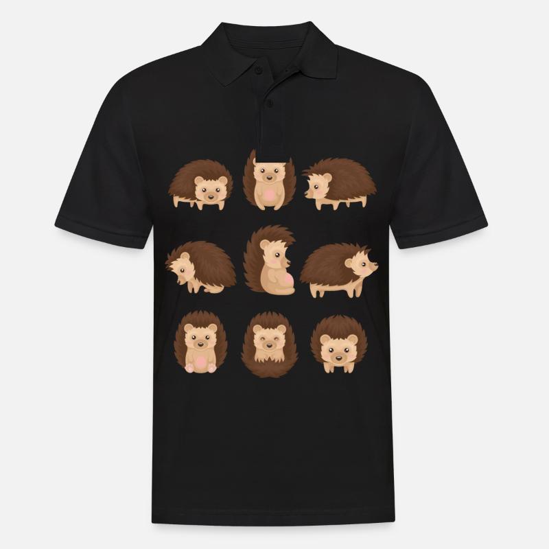 Igel - Männer Poloshirt - Schwarz