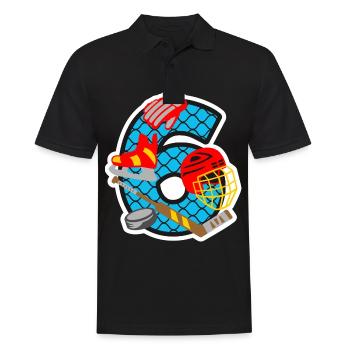 Eishockey 6. Geburtstagsparty Nummer 6 - 6 Jahre - Männer Poloshirt - Schwarz - Vorne - Kai (181cm)