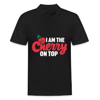 Kirsche Kirschen Früchte Essen - Männer Poloshirt - Schwarz - Vorne - Kai (181cm)