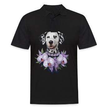 Süßer Dalmatiner mit Orchideen - Männer Poloshirt - Schwarz - Vorne - Kai (181cm)
