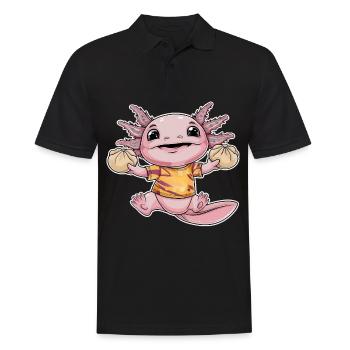 Kawaii Axolotl mit Decke und - Männer Poloshirt - Schwarz - Vorne - Kai (181cm)