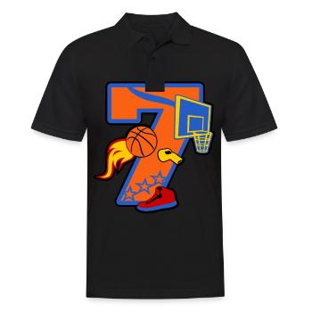 Basketball 7. Geburtstagsparty Nummer 7 - 7 Jahre - Männer Poloshirt - Schwarz - Vorne - Kai (181cm)