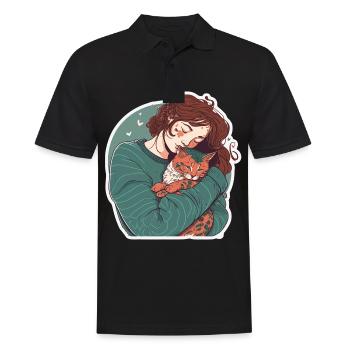 Katzenmama Katze Anime Kätzchen Liebe Frau Mama - Männer Poloshirt - Schwarz - Vorne - Kai (181cm)